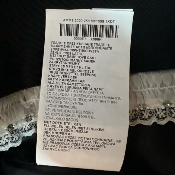 Miu Miu Black Mini Skirt with White Lace Trim and Rhinestone and Beading Small - Picture 12 of 13